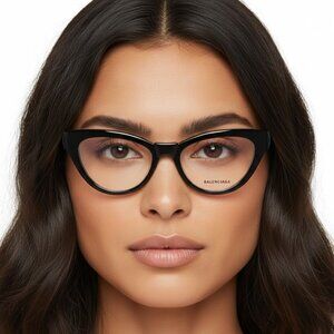 New Authentic  BALENCIAGA Black Cat Eye BB0241O 001 Glasses Women